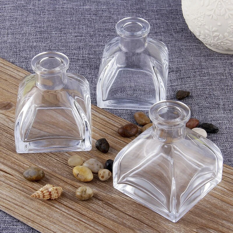 Factory  OEM ES93 Round Cuboid Oval Top Transparent Essential Oil Perfume Aromatherapy Glass Bottle for Diffuser Wholesale