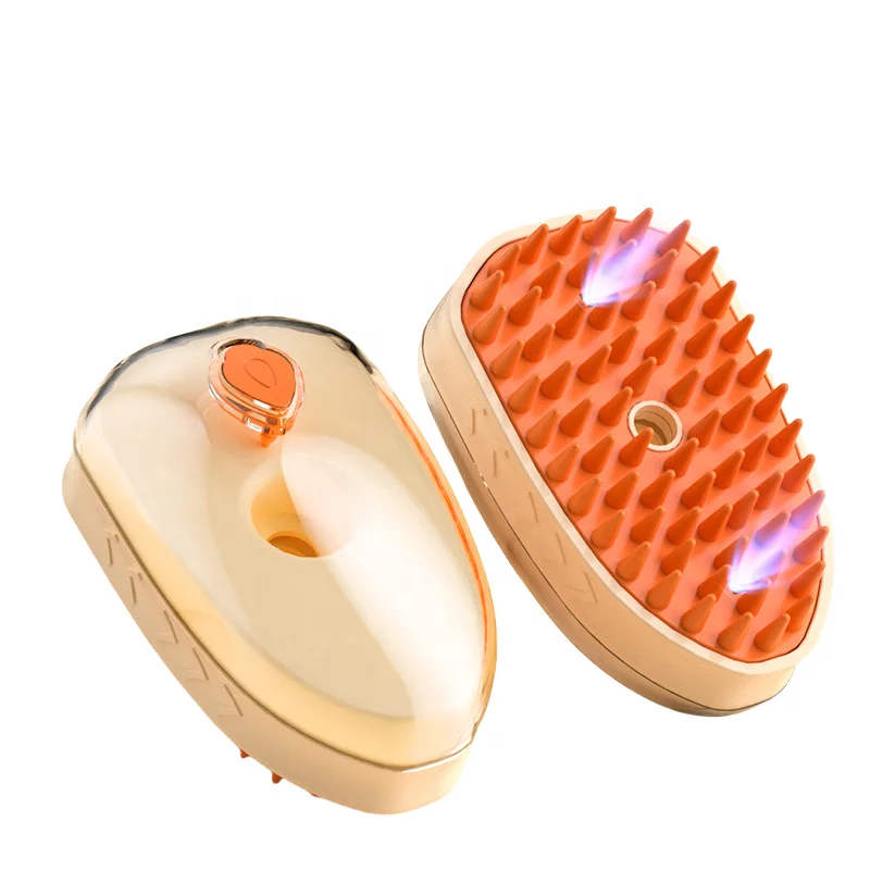 New Upgraded 4 in 1 Rechargeable Steam Brush For Pet Massage Cleaning Water Spray Hair Removal Cat Steam Brush With Light