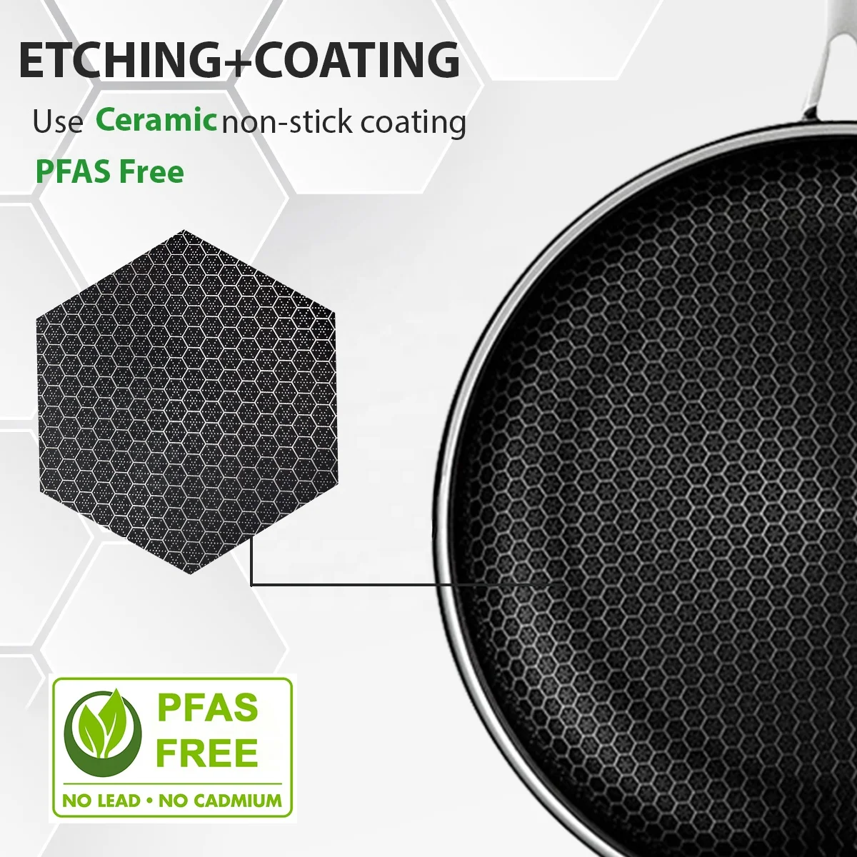 Набор антипригарной посуды сотовая гибридная Нетоксичная керамическая кастрюля