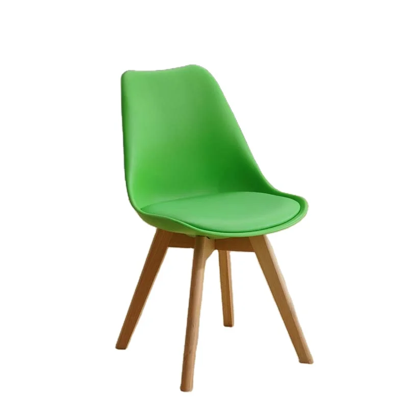 Fashion Style Stackable Dining Chair For Furniture Plastic Chair With Wooden Legs