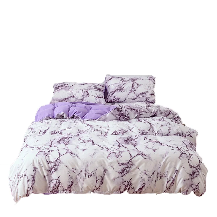 Chinese manufacturer Hot sale Wholesale Price Rectangle colorful marble pattern 2/3 pieces set pillow case and fitted bed sheets