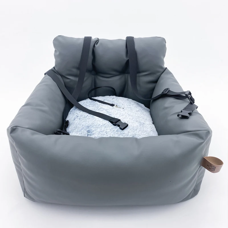 custom luxury washable dog car seat bed leather dog bed car seat with cover removable