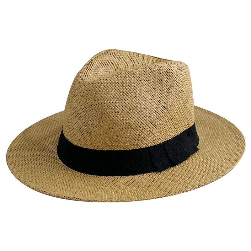HZM-24039 Outdoor Women Men Unisex Spring Summer Breathable Sun Straw Braid Floppy Fedora Beach Panama Cap Straw Hats