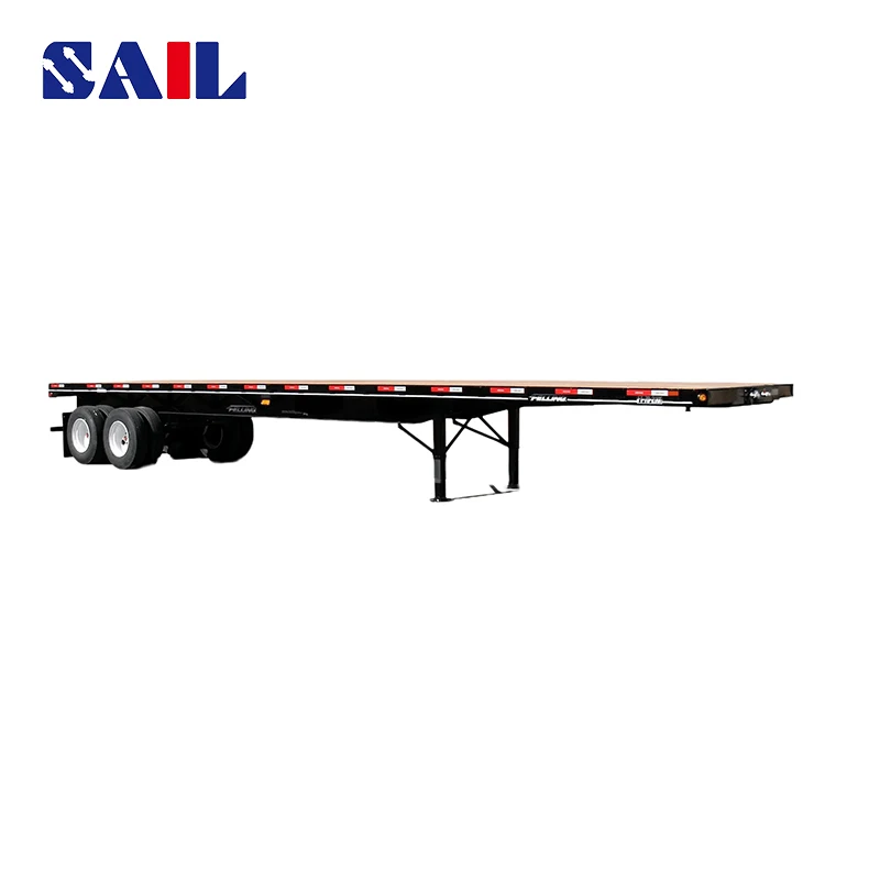 SAIL Custom High Quality 13.6m 3 Axle 40ft Steel Container Carrier Van Bracket Cargo Truck Flatbed Semi Trailer
