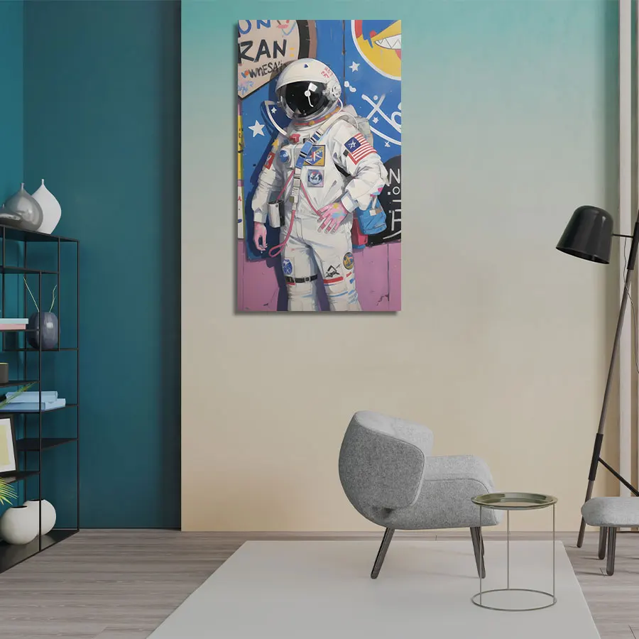 Original Art Print Abstract Graffiti Pop Cosmonaut Painting Easy Hanging Wall Decor for Nordic Living Room Home Decor Accessory