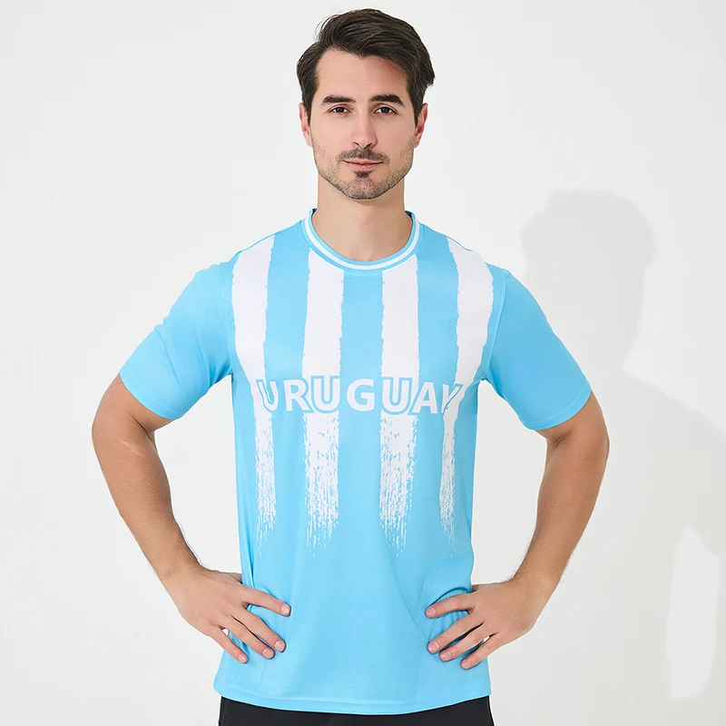 America Cup Uruguay short sleeve football uniform 100% polyester good fabric uruguay soccer jersey national team soccer wear