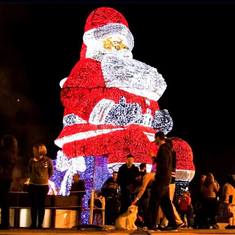 Outdoor Waterproof Ip65 Light Up Large Santa Claus Led Christmas Motif Lights Decorative Giant Xmas Street Lighting Decorations