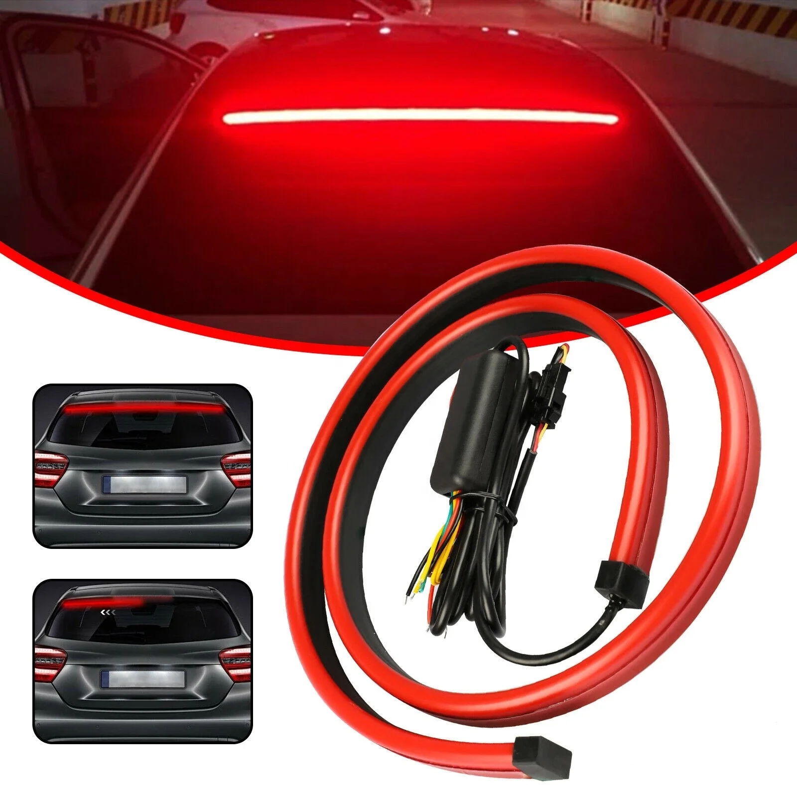 Car Styling Trunk Tail Brake Light High Additional Stop Rear Tail LED Strip Turn Signal Running Light Auto Warning Lamps
