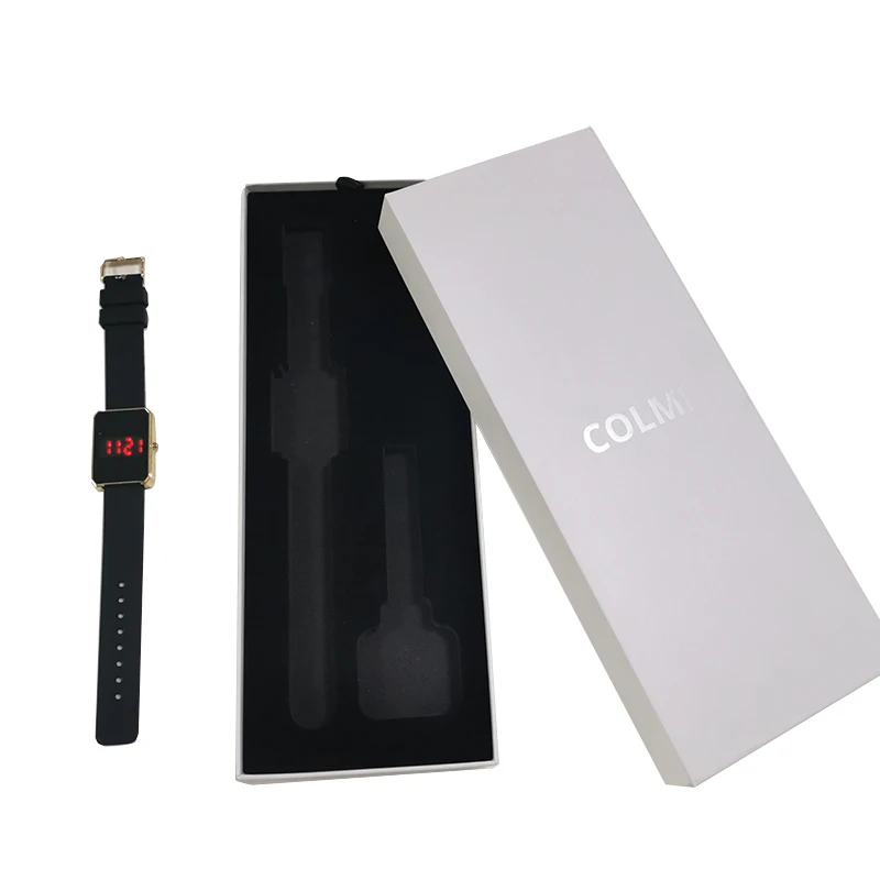 
Пользовательский логотип, картон, бумага, кожаный ремешок, умные цифровые часы, упаковка, Одна длинная коробка для часов с поролоновой вставкой 