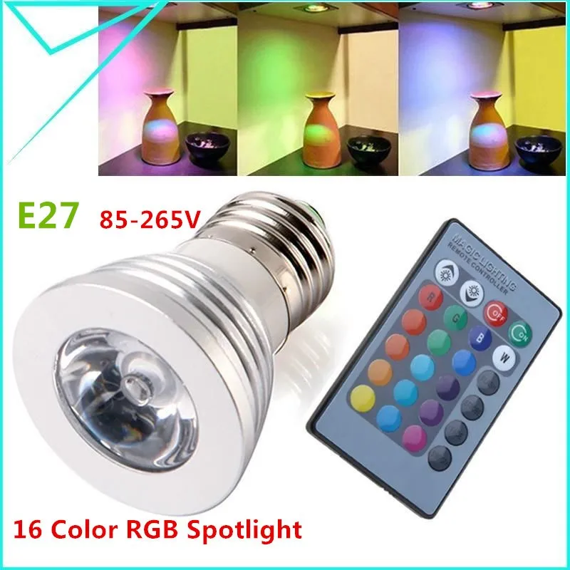 Светодиодная RGB-лампа E27 E14 GU10 GU5.3 MR16 3 Вт gu10 220 В 110 в 12 с пультом ДУ