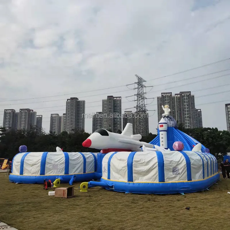 New design Inflatable air plane jumping bouncer castle spaceman theme fun city astronaut spaceflight amusement park for sale