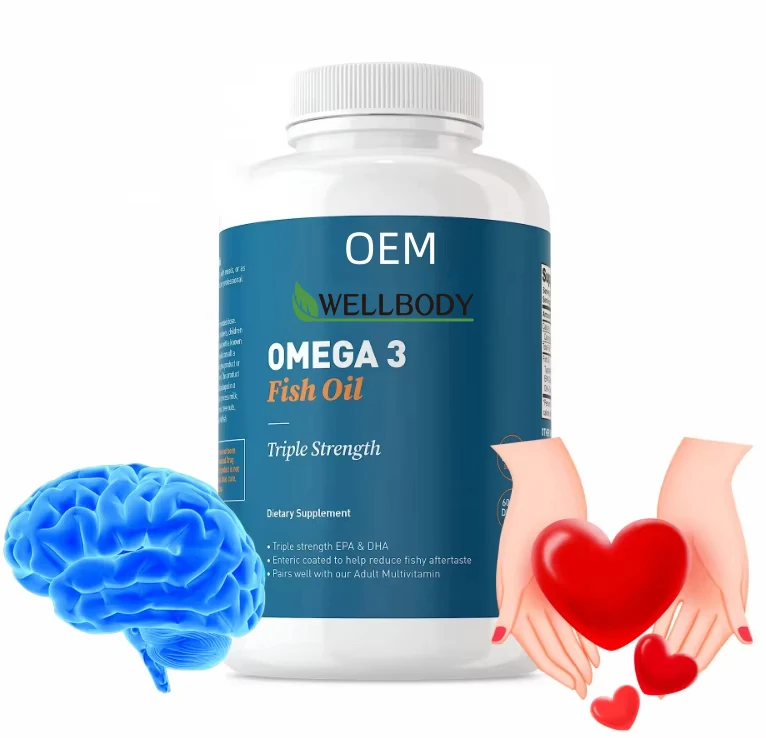 WELLBODY OEM/ODM Private Label Fish Oil Capsules Omega 3 Capsules Vegan DHA EPA Deep Sea Fish Oil Softgel Capsules