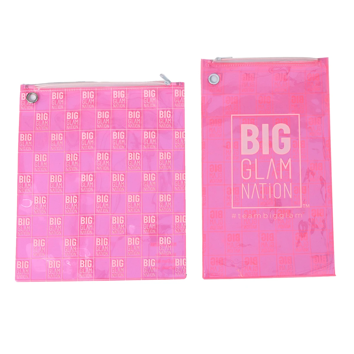 Wholesale Custom Logo Pink PVC Clear Zip Lock Pouches Flat Zipper Bag For Cosmetic/ Hair