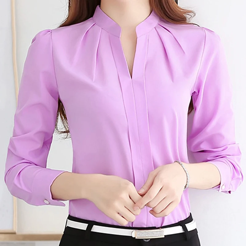 Летняя однотонная повседневная женская рубашка CUHAKCI, шифоновая блузка с длинным рукавом, женские офисные рубашки, рабочий Топ большого размера 2XL