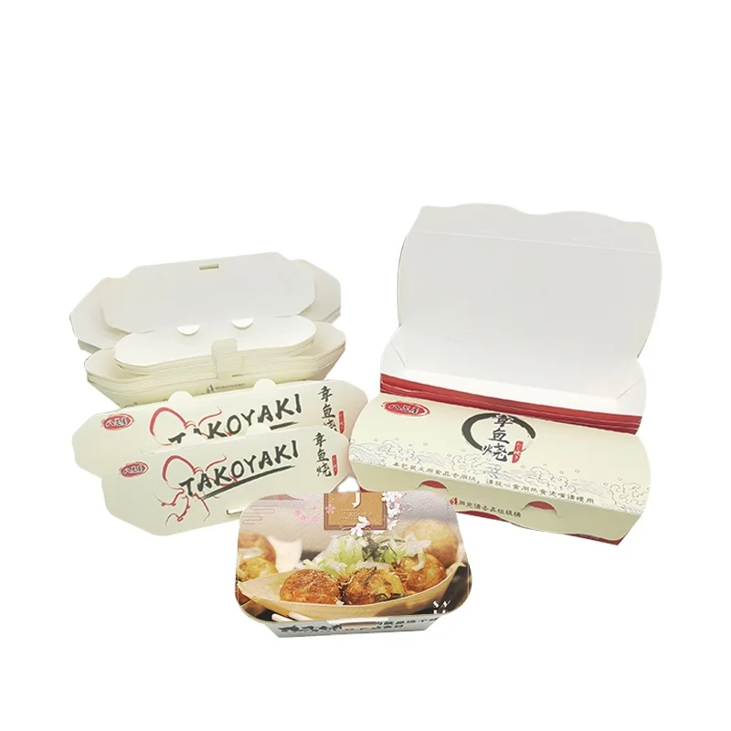 Custom print logo disposable japanese food to go paper box octopus balls packaging