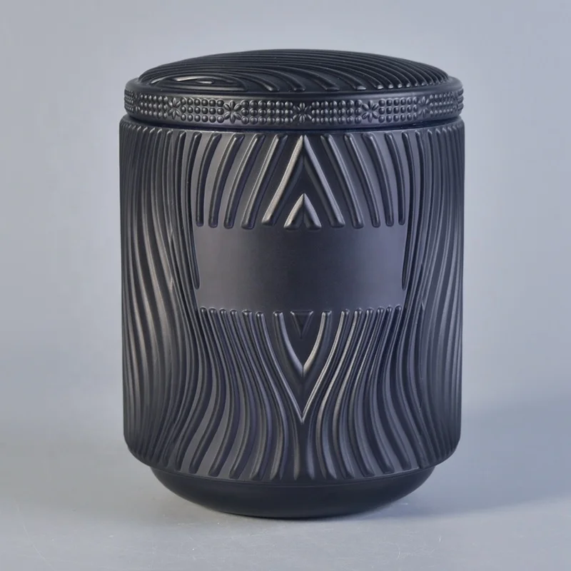 Matte Black Glass Candle Jar With Lids