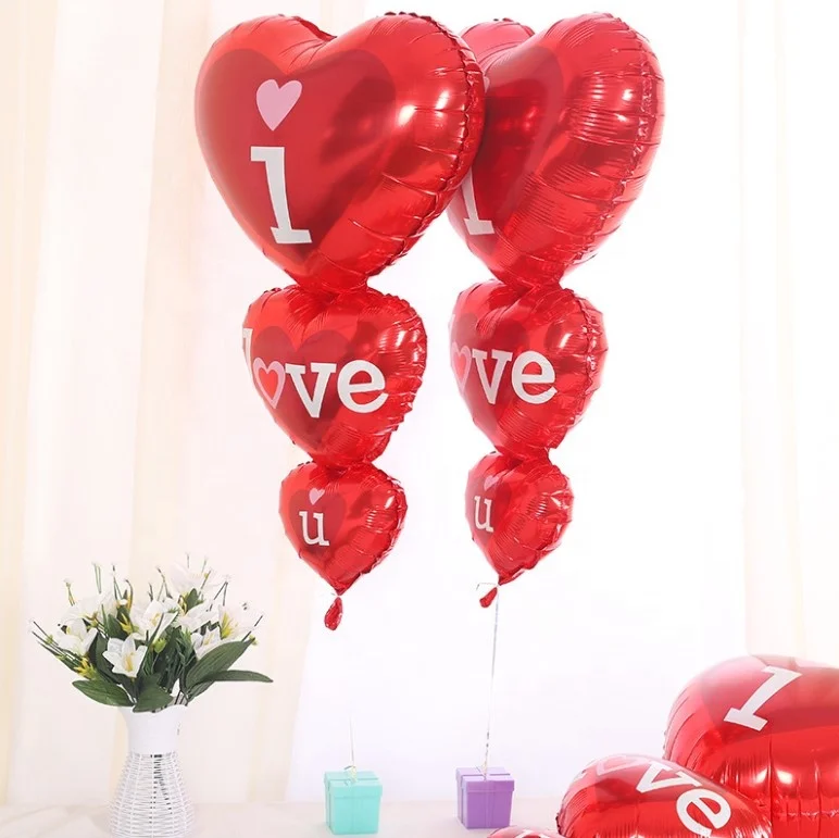 Wholesale Red Heart shape Ballon I Love You Foil Balloon for Valentine Day Engagement Wedding Party Decorations
