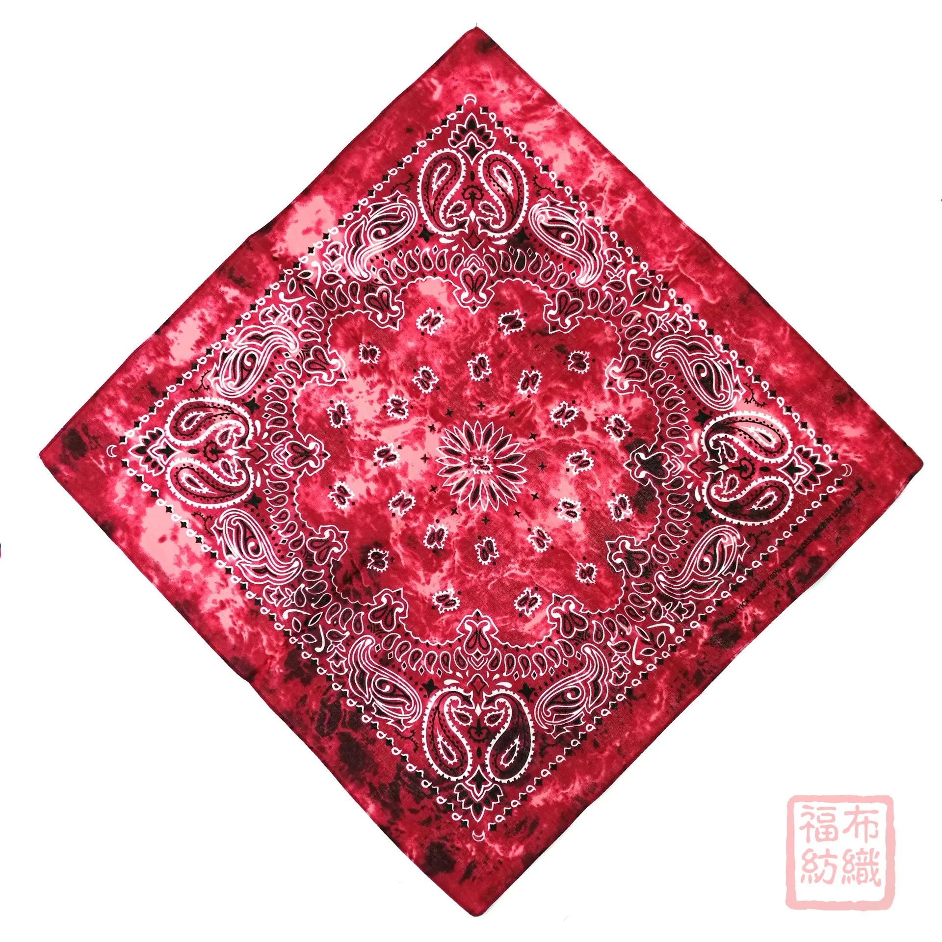 FUBU Fashion Soft Cotton Custom Women Headband Print Square Fabric Scarf Men Cycling Sport Outdoor Stock Top Tie Dye Bandana