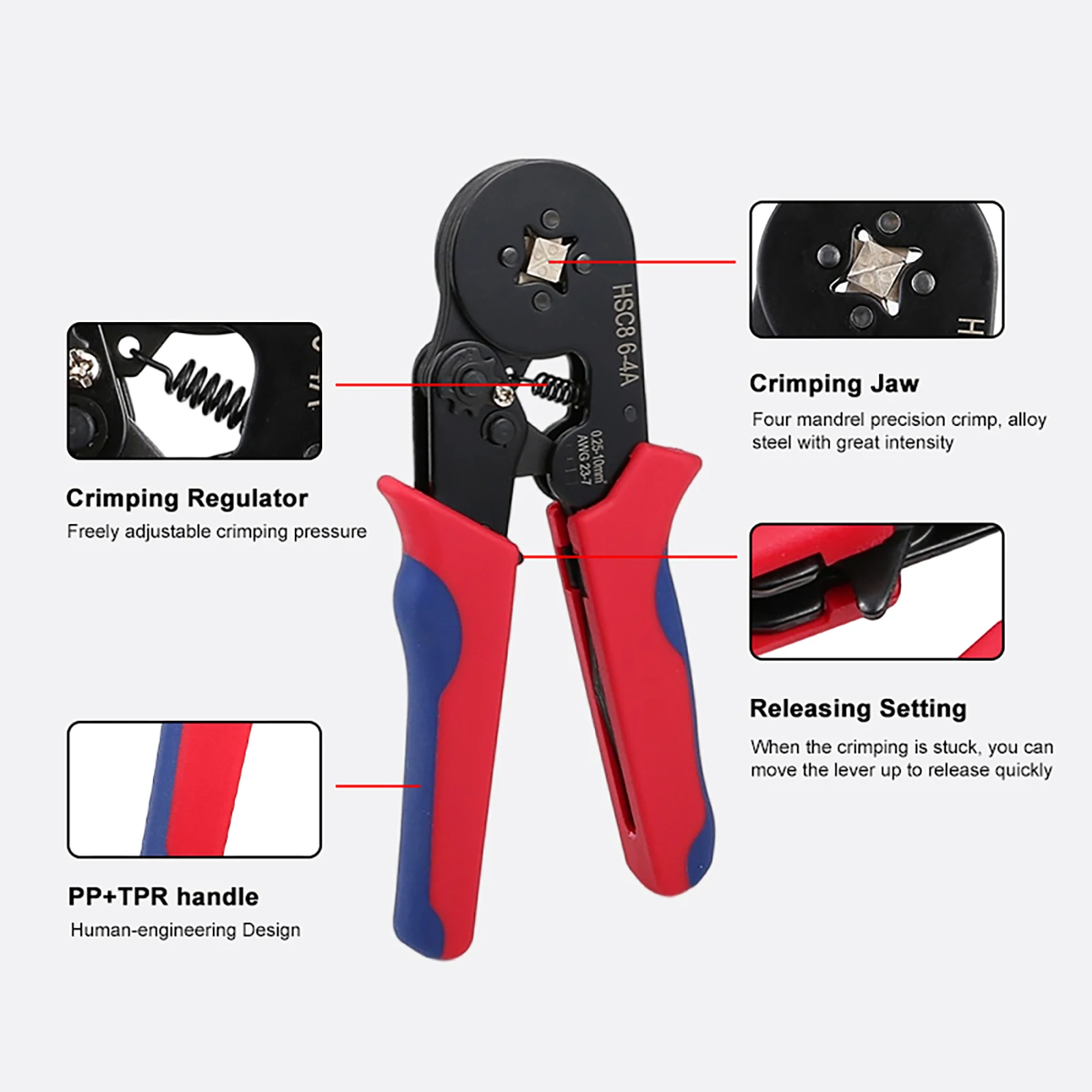 1200PCS HSC8 6-4A AWG22-8 Self-Adjusting Ferrule Wire Stripper Electrical Tool crimping pliers set