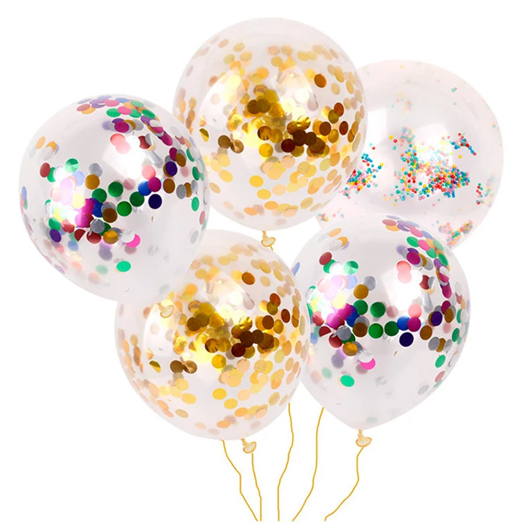 Wedding Birthday Party Decoration Helium Balls 12inch Gold Round Confetti Latex Balloons Glitter Clear Transparent Balloons
