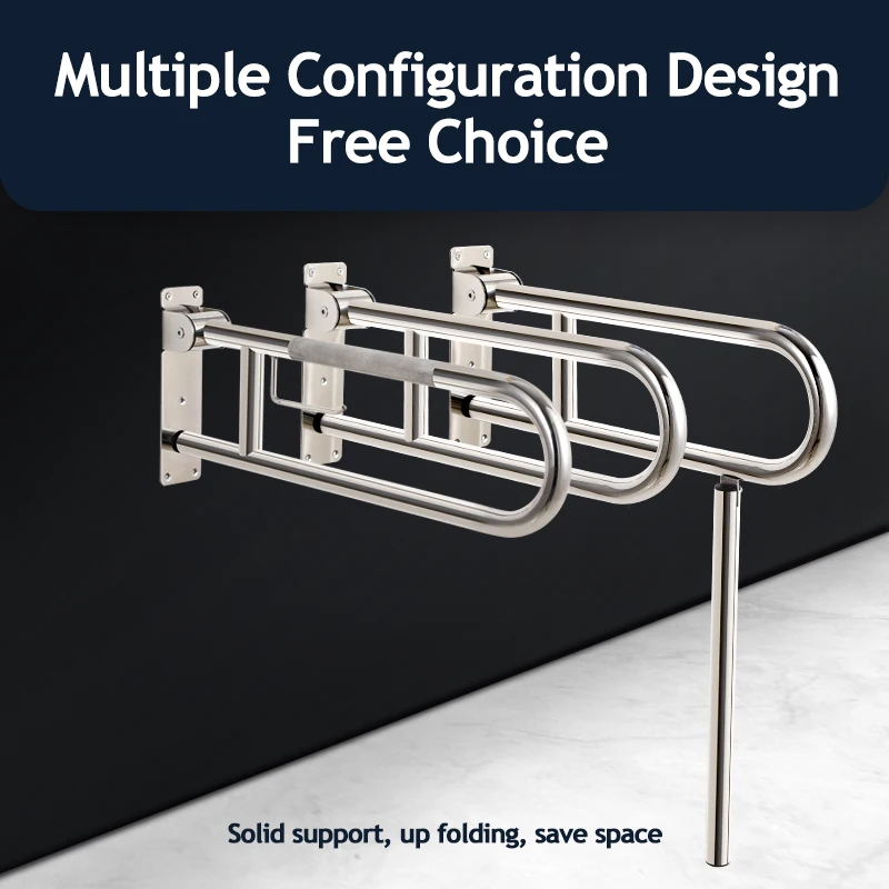 anti-slip toilet grab bar stainless steel handicap safety handrails disabled flip-up bathroom grab bars with paper holder