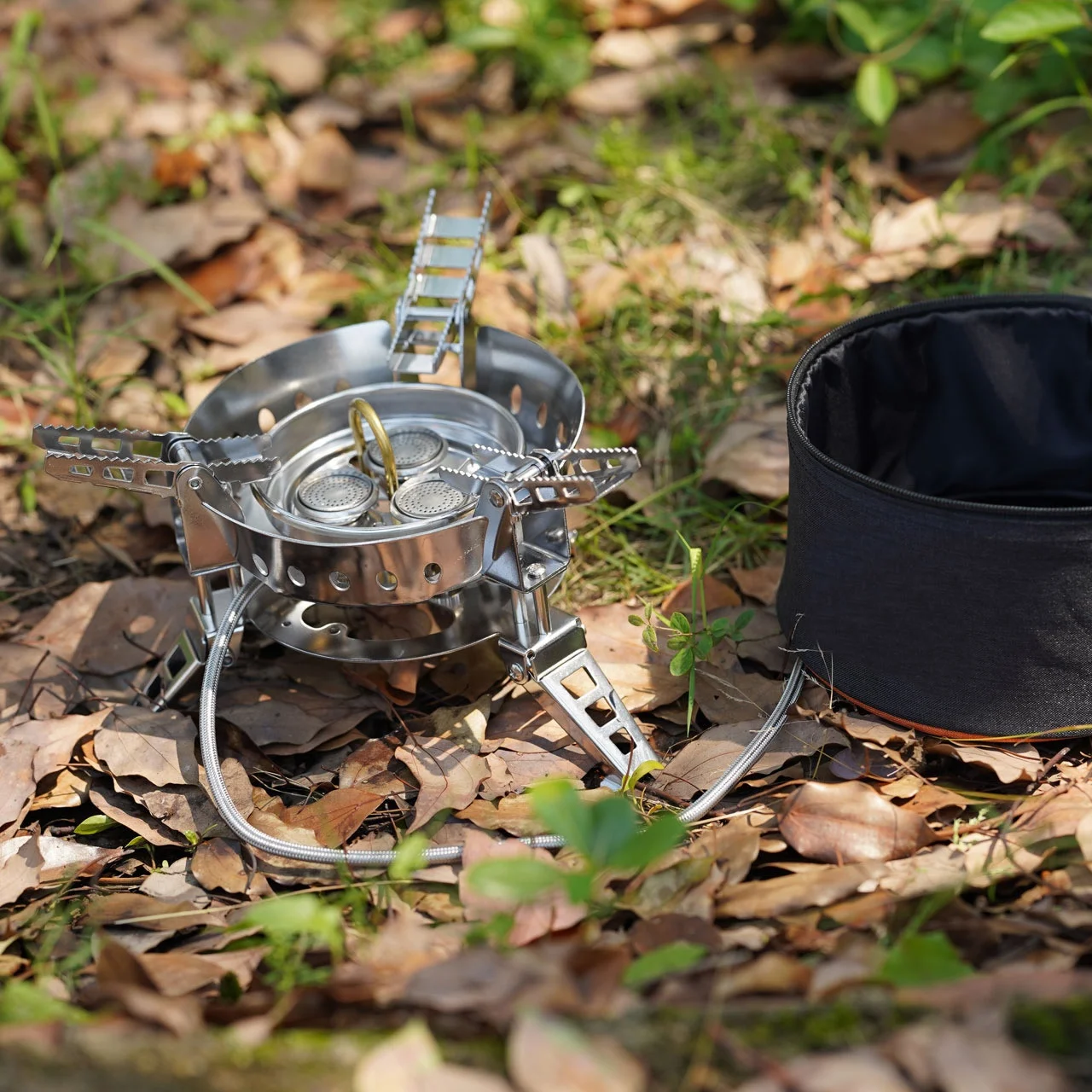 IRONDONKEY Outdoor Three Head  Portable Fire Stove RV Camping Travel Windproof Stainless Steel Folding Gas Stove Picnic Stove