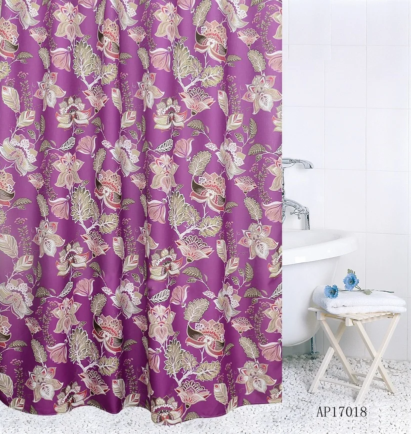 Hot Sell Digital Printing Mildew Resistant Soft Touch Waterproof Polyester Fabric Shower Curtain