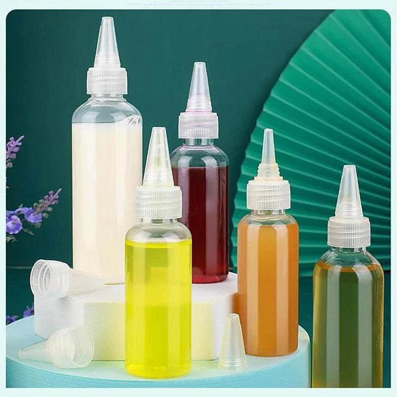 Plastic Squeeze Bottles with Tip Caps for Glue Condiments Paint Oil Resin Baking Arts Crafts Twist Top Applicator Bottles