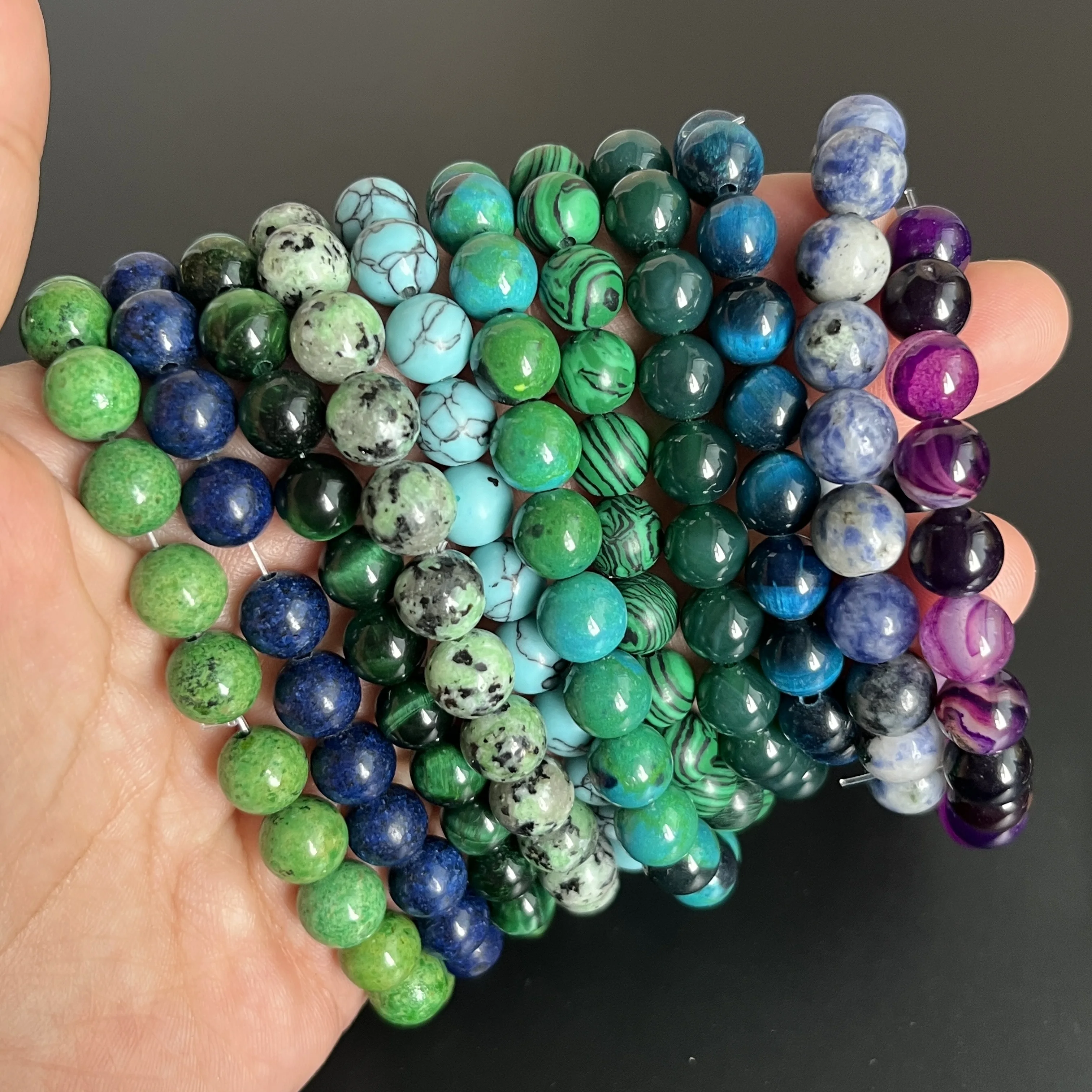 Natural Stone Crystal Jade Beaded Elastic Bracelet Customized yoga energy healing crystal bracelet jewelry for men  women