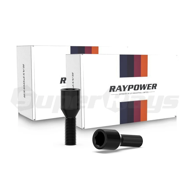 RAYPOWER  B005 BLACK FINISHI  INNER HEX CONE ALLEN KEY WHEEL LUG BOLT BOX PACKING