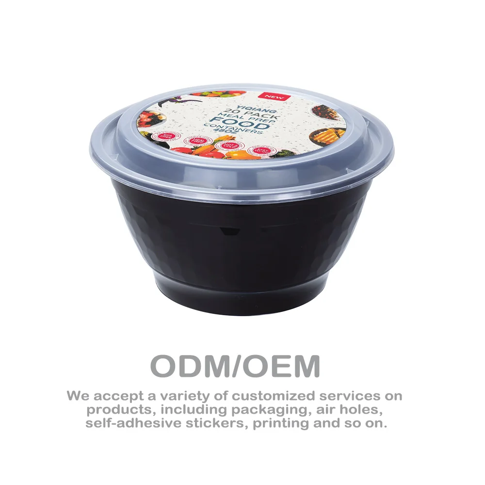 Disposable Plastic Noodles Poke Bowl Salad Soup Freezer Microwave Dishwasher Safe Food Packaging Containers