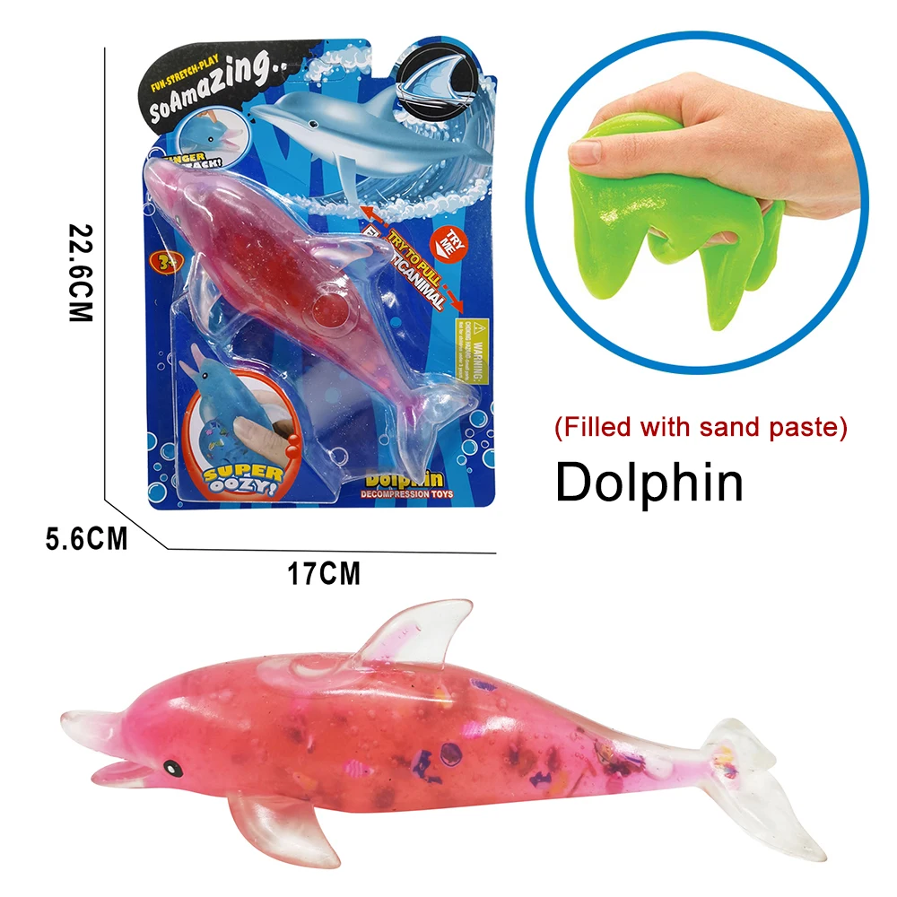 Soft elastic sea animal model tpr stretch fidget toy with slime