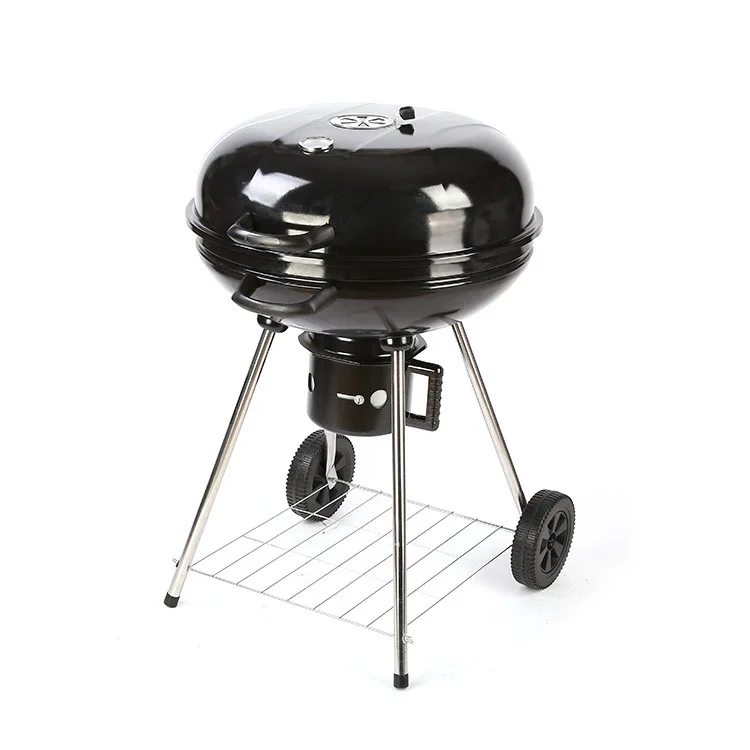Rotisserie with wheels enamel grill  BBQ hand drawn enamel grill charcoal grill