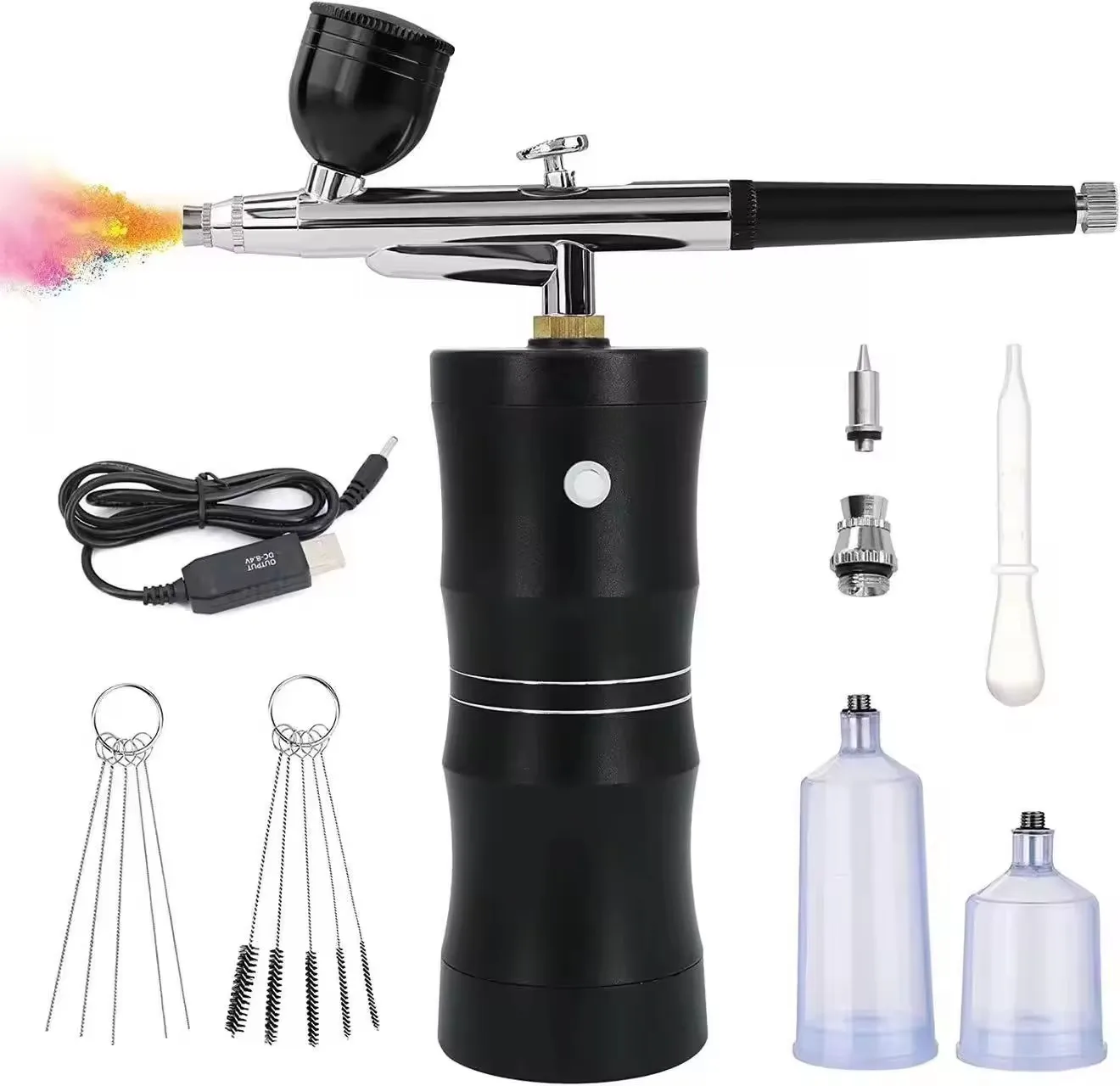 Airbrush Kit Portable USB Rechargeable Hair Nail Paint Makeup 7.4V Spray Gun Cordless Compressor Airbrush