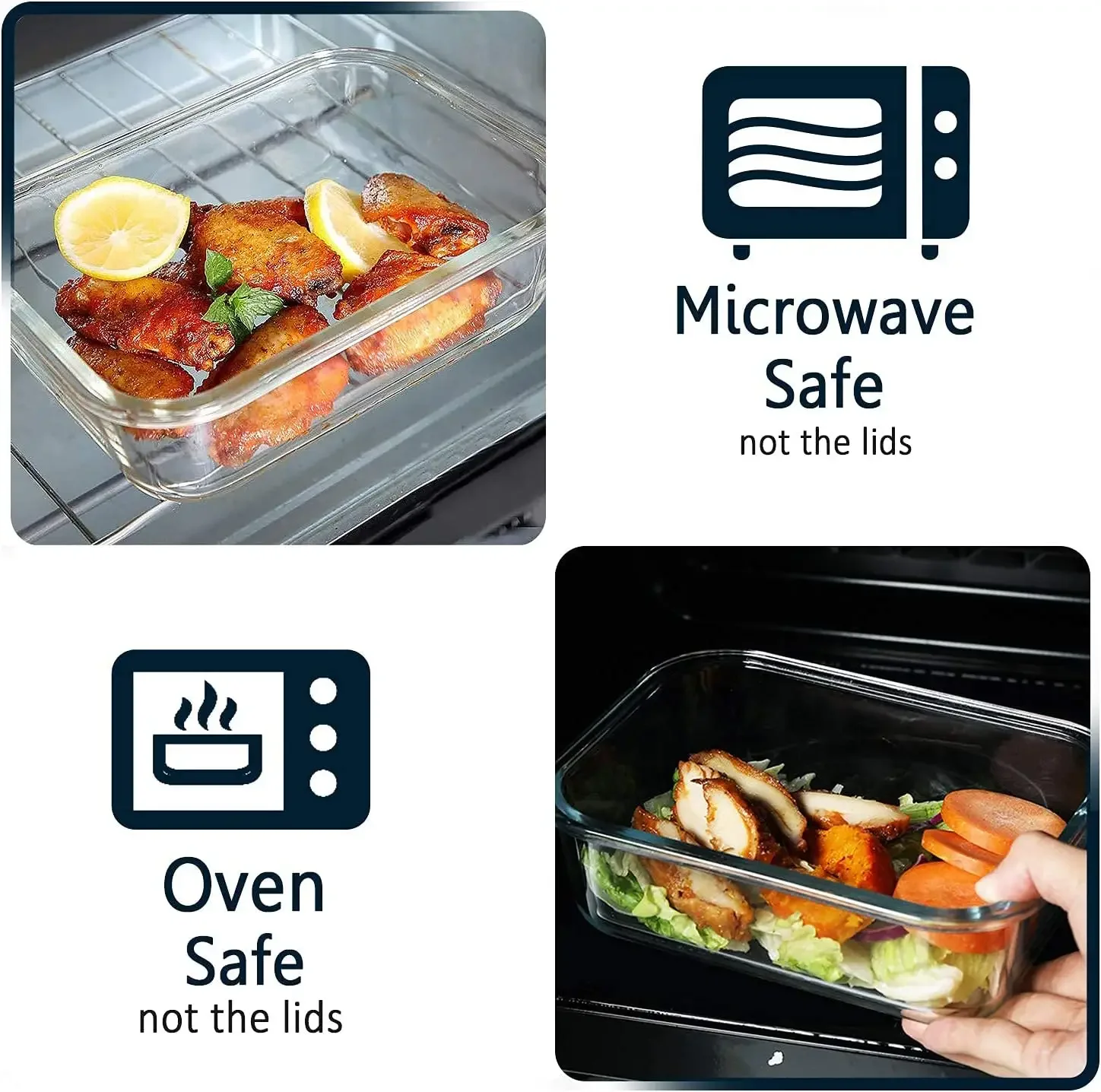 Glass Food Storage Glass Meal Prep Containers Baking Containers Set with Locking Lids