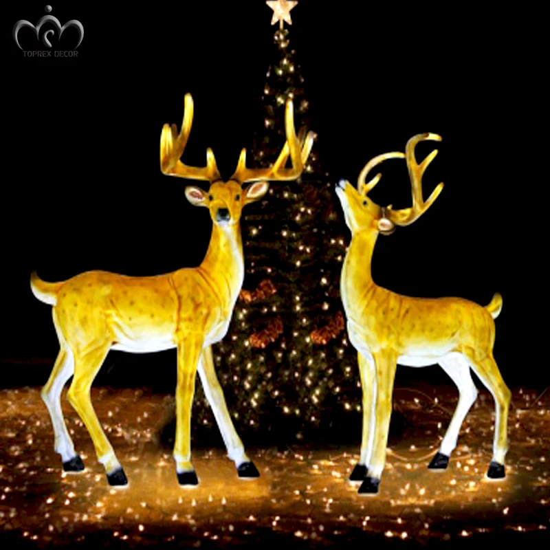 2020 new year theme park decorations led lighted fiberglass animals giraffe elephant deer statue for sale