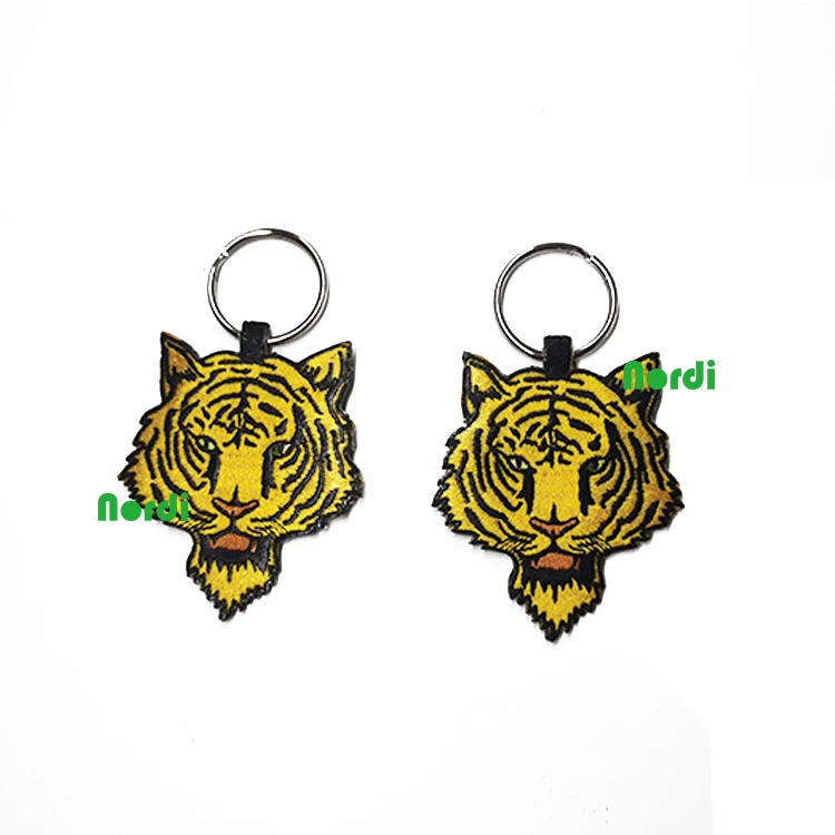 Promotion gift high quality custom twill polyester keychain fabric embroidery jet tag key chain