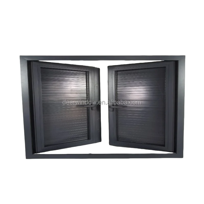 Deer  American Style Aluminium Wood Composite Frame Window Residential Double Safe Glass Crank Open Out Swing Window
