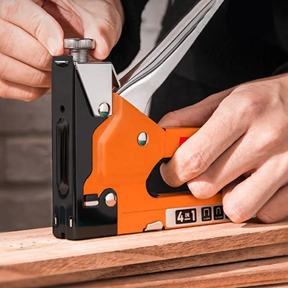 4 in 1 Heavy Duty Manual Nail Stapler Door Framing Finish Furniture Stapler Hand Tool Staple Gun