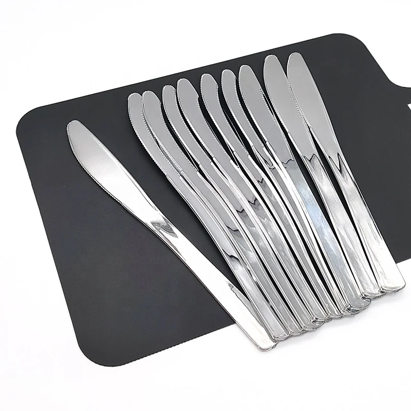 Eco-friendly Silver Party Tableware Disposable Plastic Cutlery Knife Spoon Fork