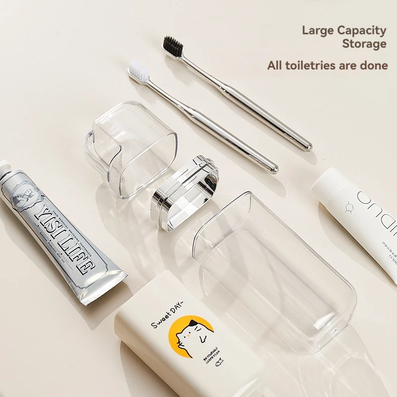 Travel Mouthwash Cup Wash Set Electric Toothbrush Toothpaste Storage Box Travel Outdoor Portable 3-in-1 Cup