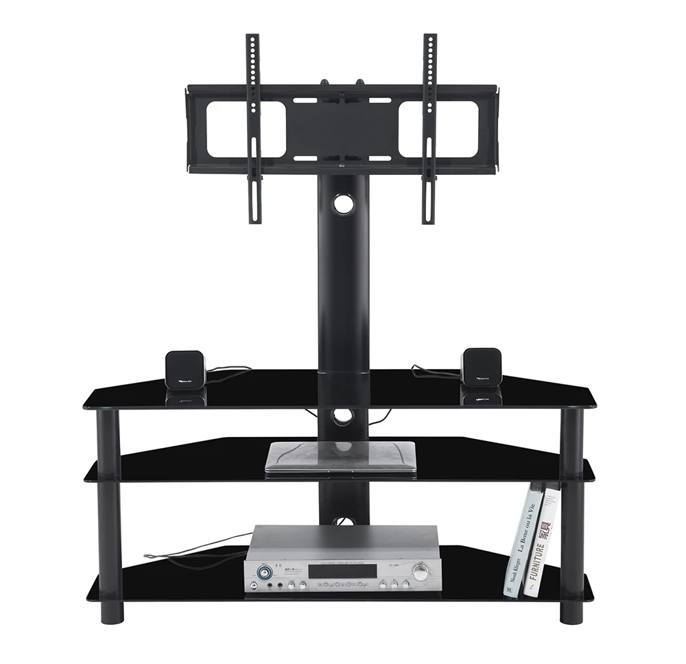 Living Room Furniture Home TV Entertainment Center Design Metal Glass Television Table Modern TV Stand TC-47