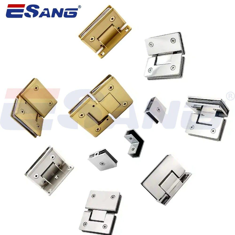 ESANG Shower Glass Fitting Hardware Shower Clamp 304 Stainless Steel Glass Shower Door Hinges