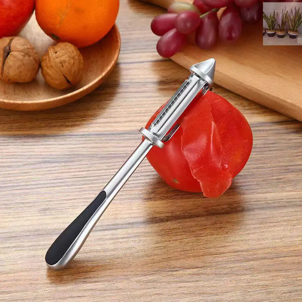 Zinc Alloy Vegetable Scraper Tomato Potato Peelers With Potato Eye Remover Non Slip Serrated Peeler