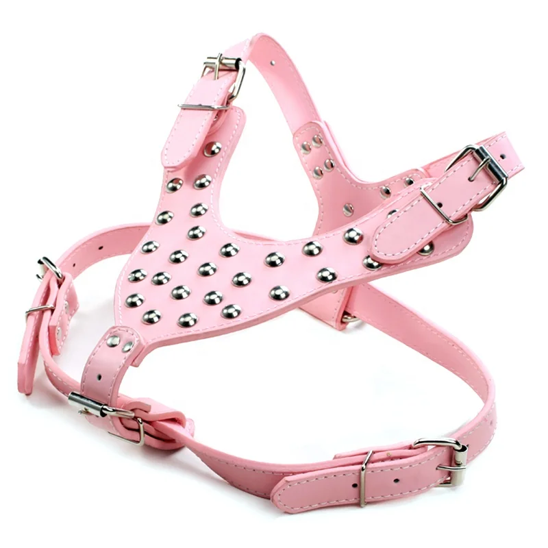 High Quality Metal Spike PU Leather Protective Large Dog Harness
