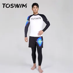 Toswim Designer Famous Brands Nylon Spandex Mens Two Piece Long Sleeve Swimsuit Beachwear For Men
