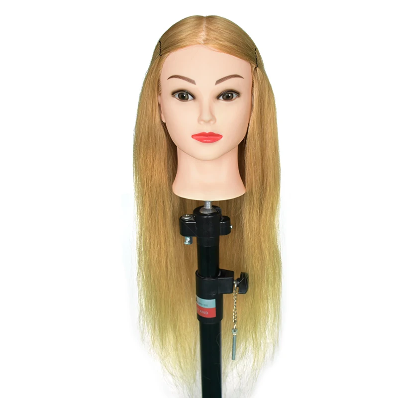
24 inch Honey Blonde light colors cosmetology mannequins 100% Real Human Hair salon Practice Hairdresser Training Mannequin Head 