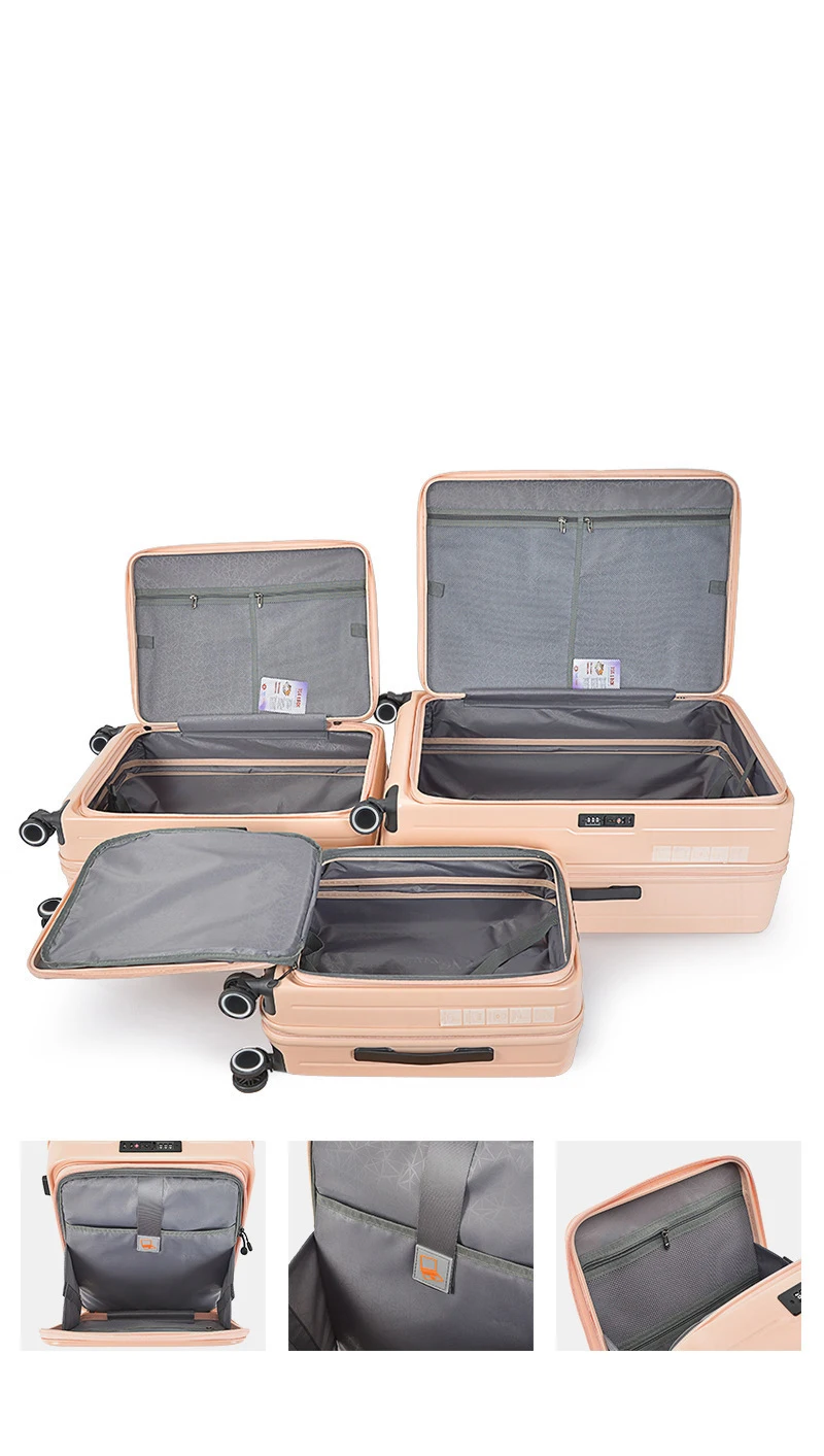 Multi functional 20 24 28 inch front opening side opening luggage compartment trolley box, student,superior female boarding case