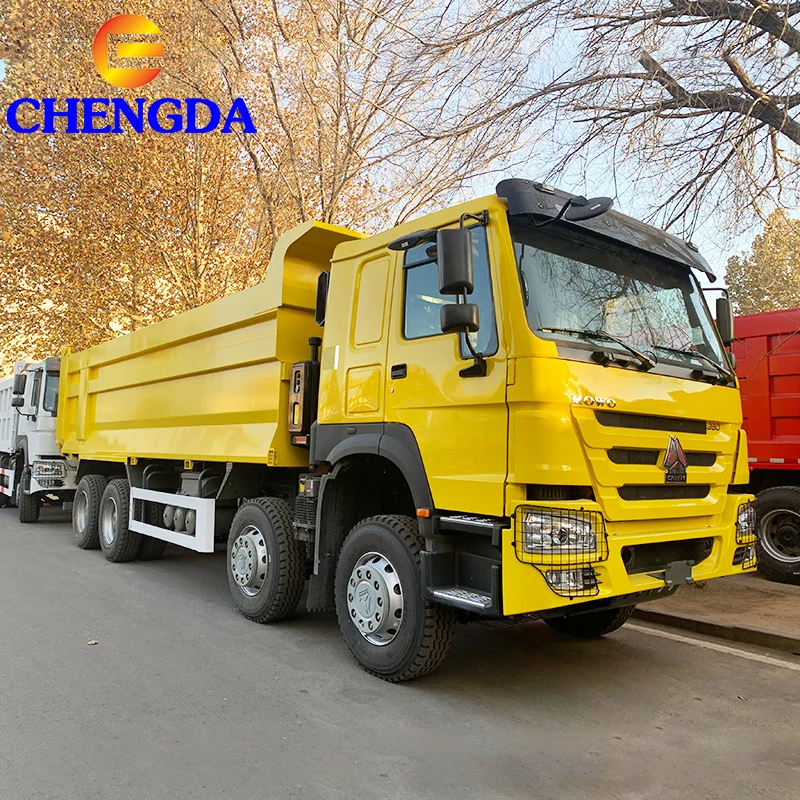 New Chinese 380Hp Howo Sinotruk Cummins Engine Heavy 8x4 Tipper Tipping Dump Truck 8*4 10 Wheels With Manual Transmission