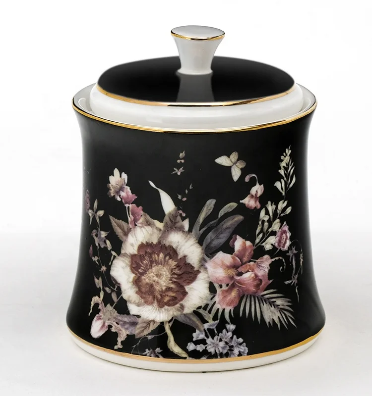 
Customized ceramic sugar creamer set decal with floral pattern for gift sets 